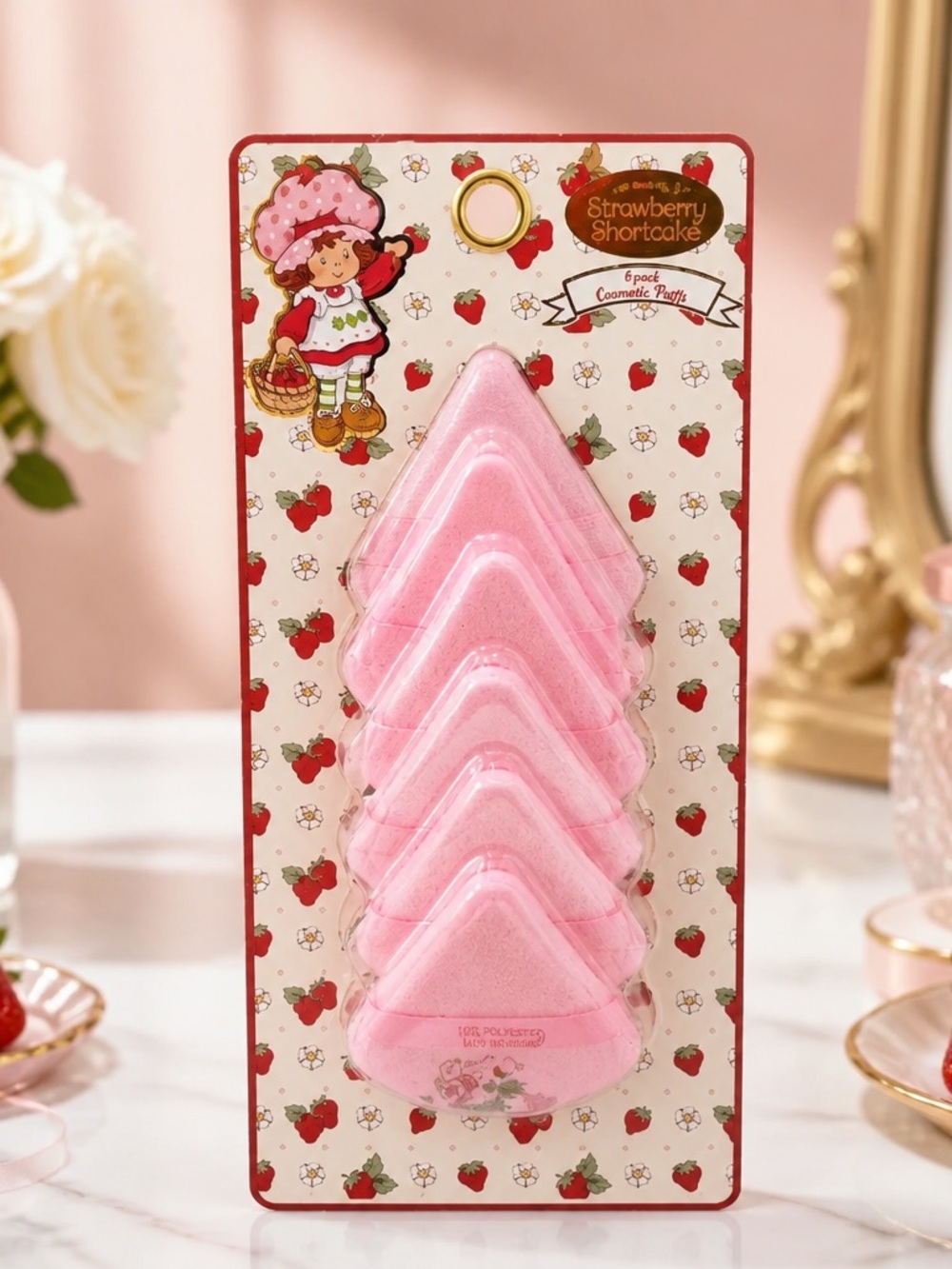 Strawberry Shortcake 6-Piece Cosmetic Puff Set Pink Makeup Sponges New